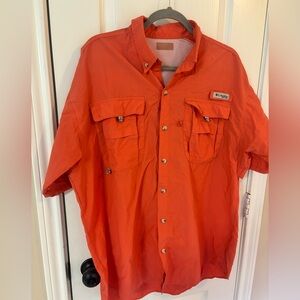 Columbia PFG Omni-Shade Orange XL Lightweight Short-Sleeve Fishing Shirt